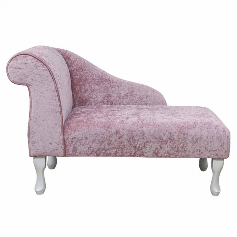 Blush Pink Velvet Chaise Longue Sofa Daybed Small Chair Etsy Canada
