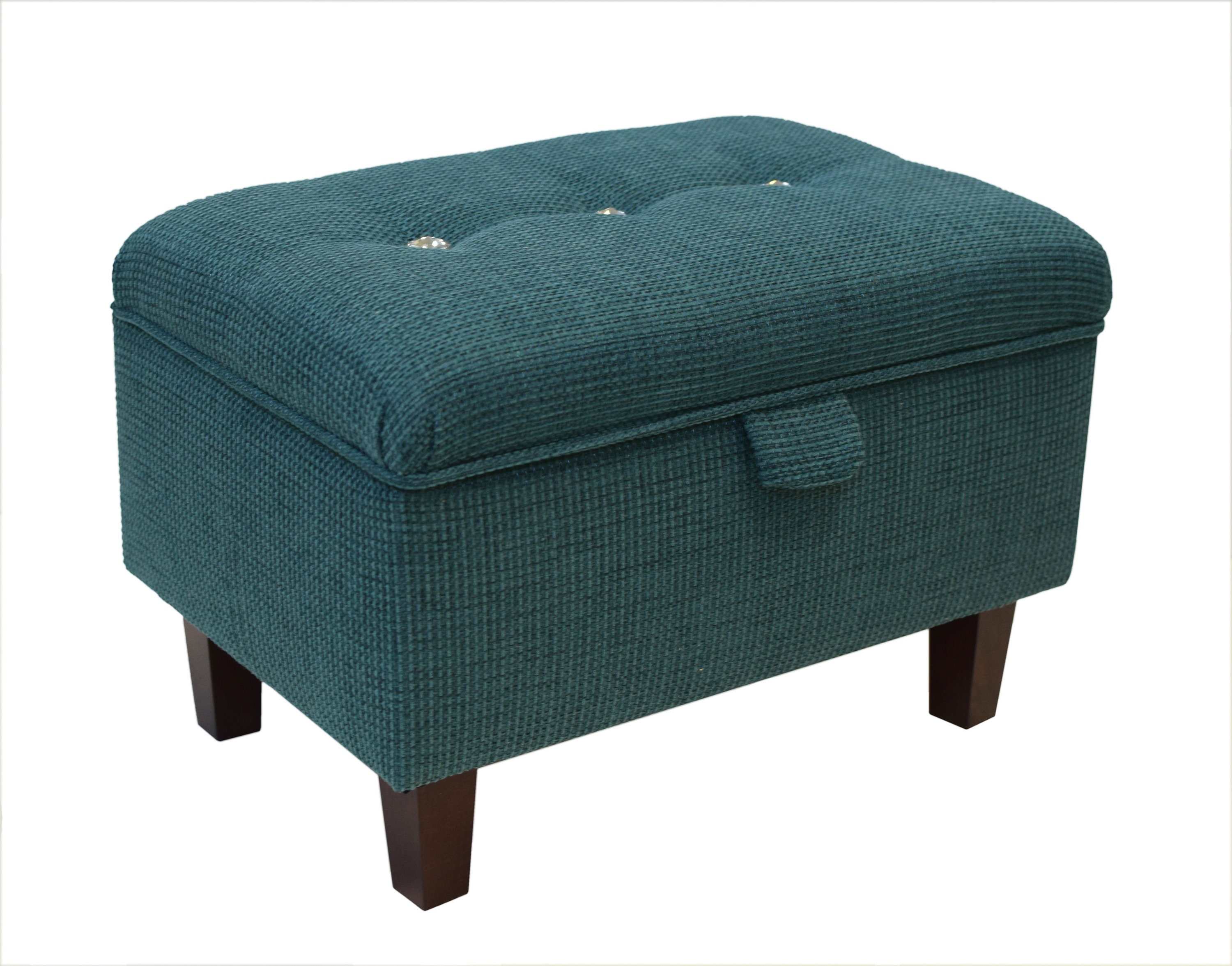 Storage Stool Ottoman Pouffe in an Atlanta Teal Fabric with Etsy