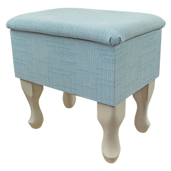 Small Dressing Table Storage Stool in a Harrow Slub Duck Egg Etsy UK