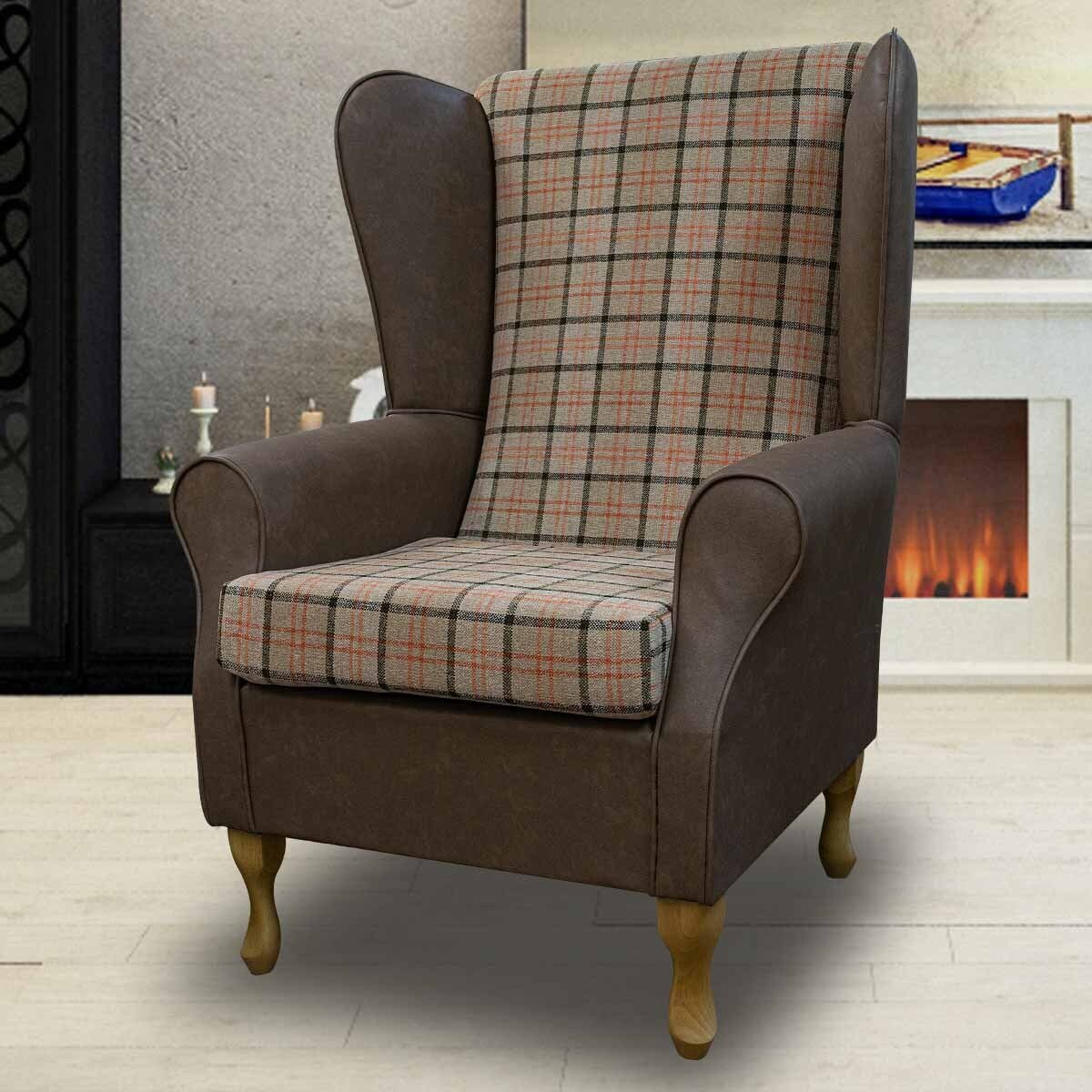 LUXE Large Highback Wingback Fireside Armchair Chair in a Lana 