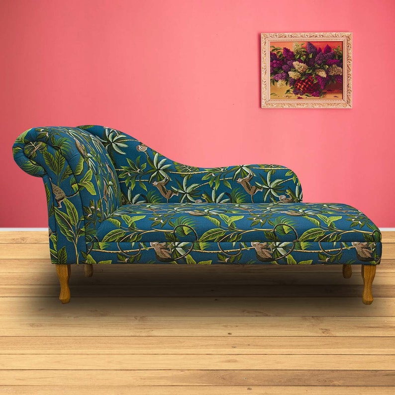 Teal Monkey Botanical Large Handmade Chaise Longue British Etsy UK