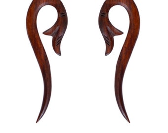 Tribal Wooden Handcrafted African Design LONG Brown Wood Stick Earring WER033