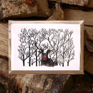 Carte de Noël Rudolf - Noël - Carte festive - Vacances - Carte de Noël - Chic - Cartes de Noël - Beau design - Forêt - Hygge - Père Noël