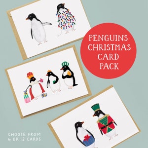 Jeu de cartes de Noël pingouin - liquidation de Noël, manchot Adélie, jeu de cartes de Noël rigolotes, coffret de cartes de Noël, ornithologie, observation des oiseaux