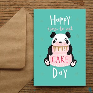 Carte d'anniversaire panda - feuille d'or - pour femme, pour petite amie, pour ami, pour maman - jolie carte - joyeux anniversaire - gâteau d'anniversaire - jolie carte