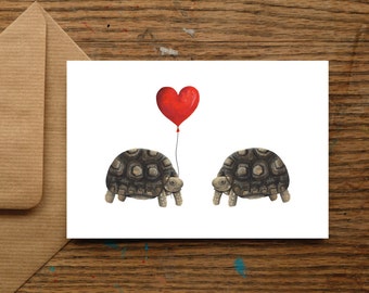 Tortoise Anniversary Card | Love Card, Wedding Card, Engagement Card, Valentines Card, Romantic Cute Greeting Card | Turtle Card