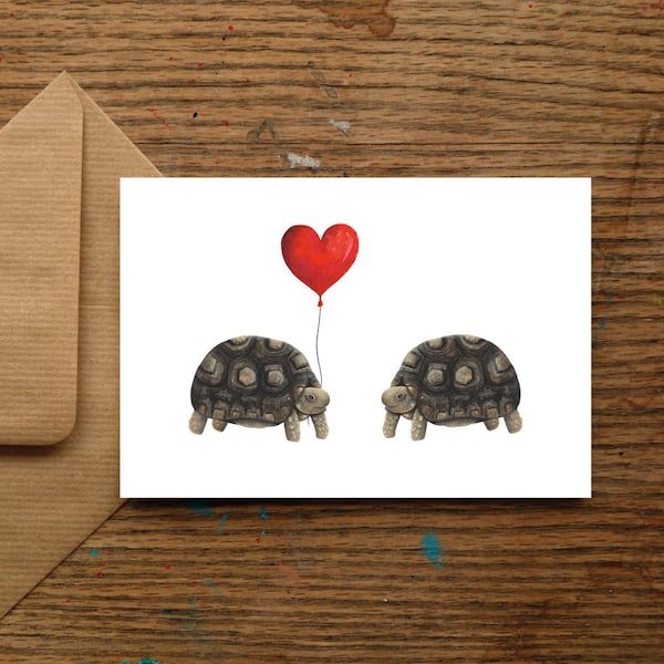 Tortoise Anniversary Card | Love Card, Wedding Card, Engagement Card, Valentines Card, Romantic Cute Greeting Card | Turtle Card