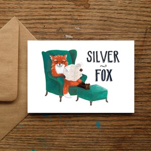 Carte renard argenté - fête des pères - fête des pères - carte d'anniversaire pour papa - anniversaire de papa - père - petit ami - mari - cheveux gris - drôle
