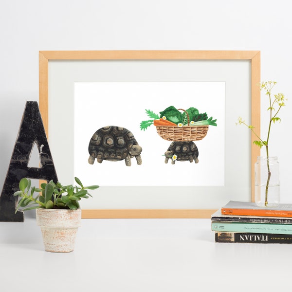 Garden Tortoise Art Print - Gift for Gardener - Gardening - Green Thumb - Tortoise - Veg Plot - Vegetables - Allotment - Gift for Friend