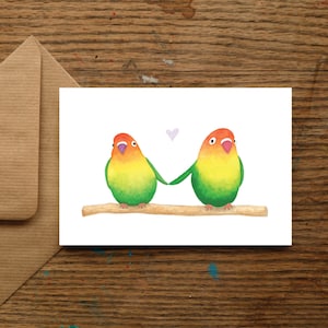 Lovebirds Jubiläumskarte | Spezielle Jubiläumskarte, Frau Jahrestagskarte, Hochzeitsjubiläumskarte, Verlobungskarte, Papagei