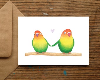 Lovebirds Anniversary Card | Special Anniversary Card, Wife Anniversary Card, Wedding Anniversary Card, Engagement Card, Parrot