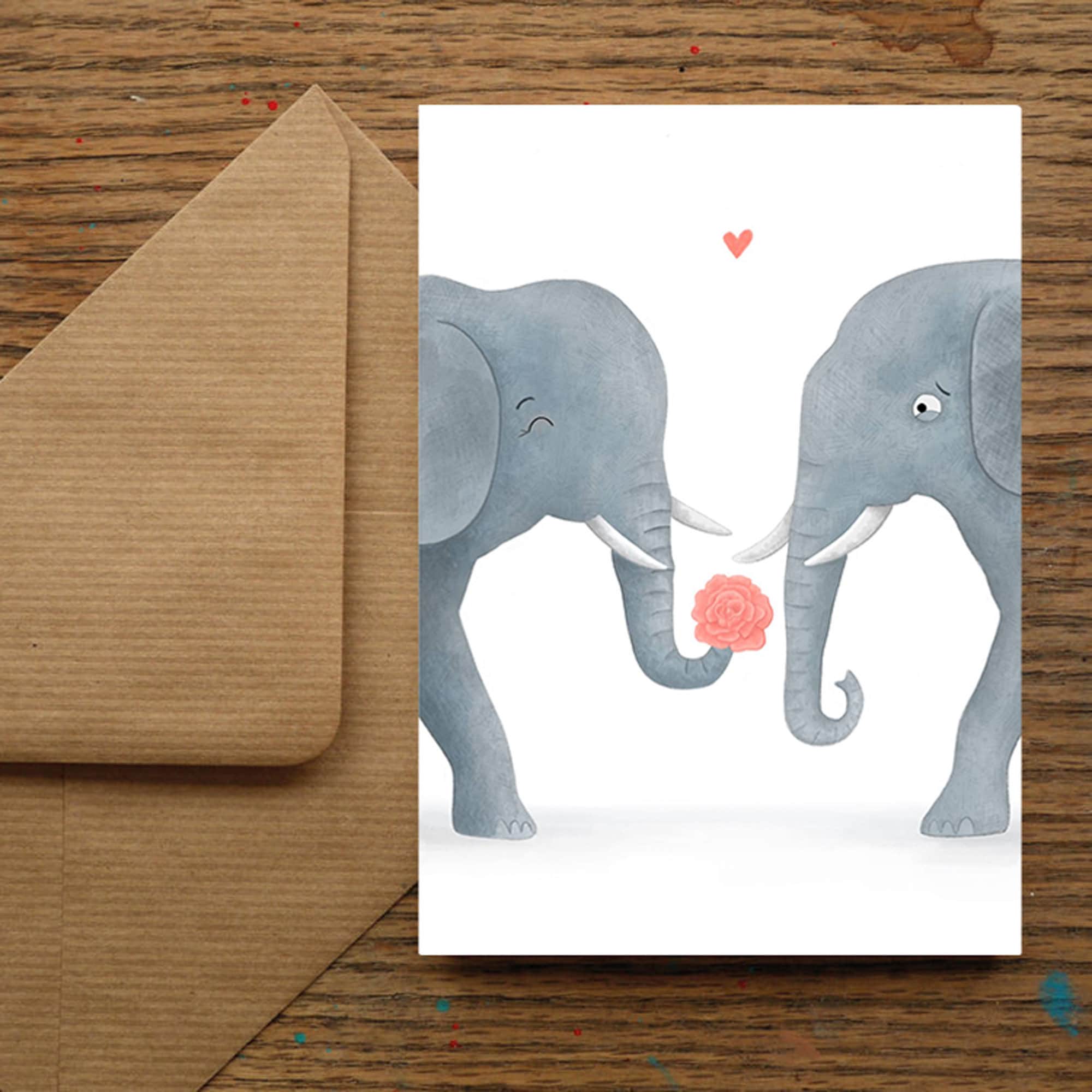 Elephant Anniversary Card Wedding Card, Engagement Card, Love Card