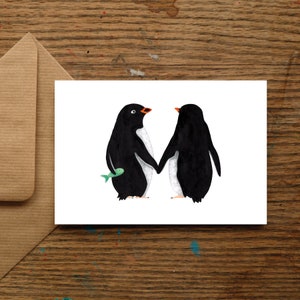 Pinguin-Jubiläumskarte | Hochzeitskarte, Verlobungskarte, Romantische Niedliche Grußkarte | Pinguin Grußkarte, Liebeskarte
