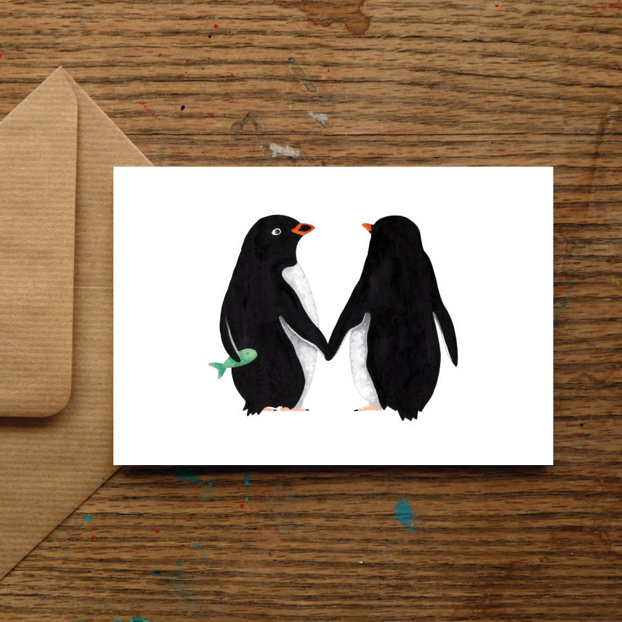Penguin Valentines Day Card Anniversary Card Wedding Card Etsy Singapore