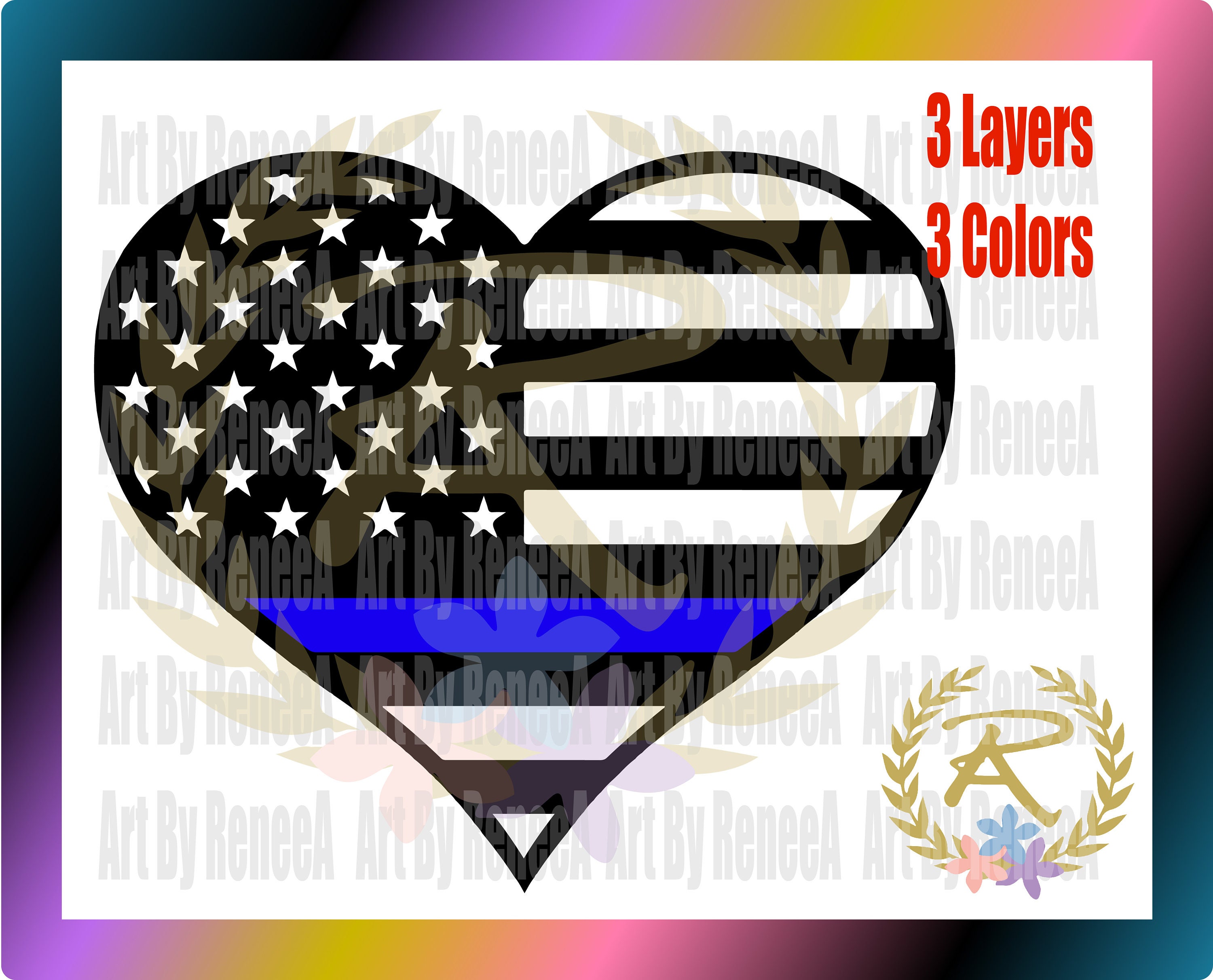 Download Heart svg blue line svg police flag svg respect svg life ...