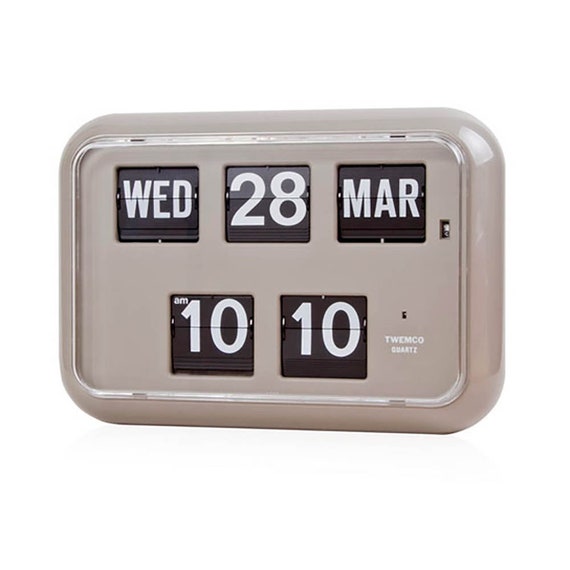 Twemco Retro Calendar Wall Flip Clock Grey -
