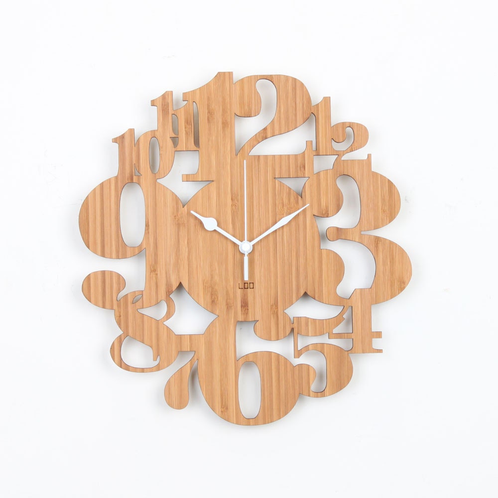 Unique Bamboo Wall Clock Numeric Forest . Kitchen Vintage Etsy