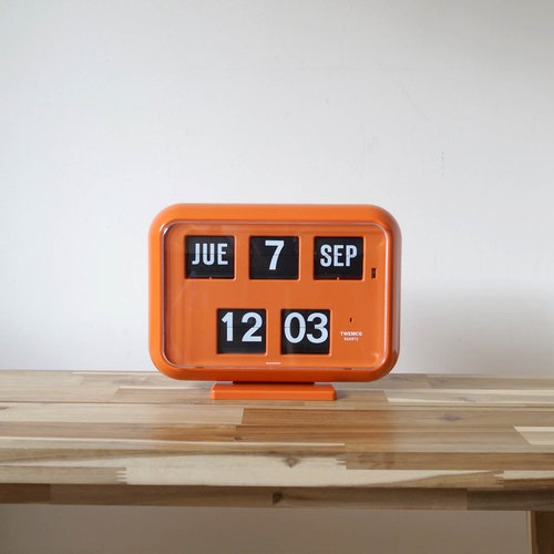 Twemco Retro Calendar Wall Flip Clock QD35 Orange Etsy