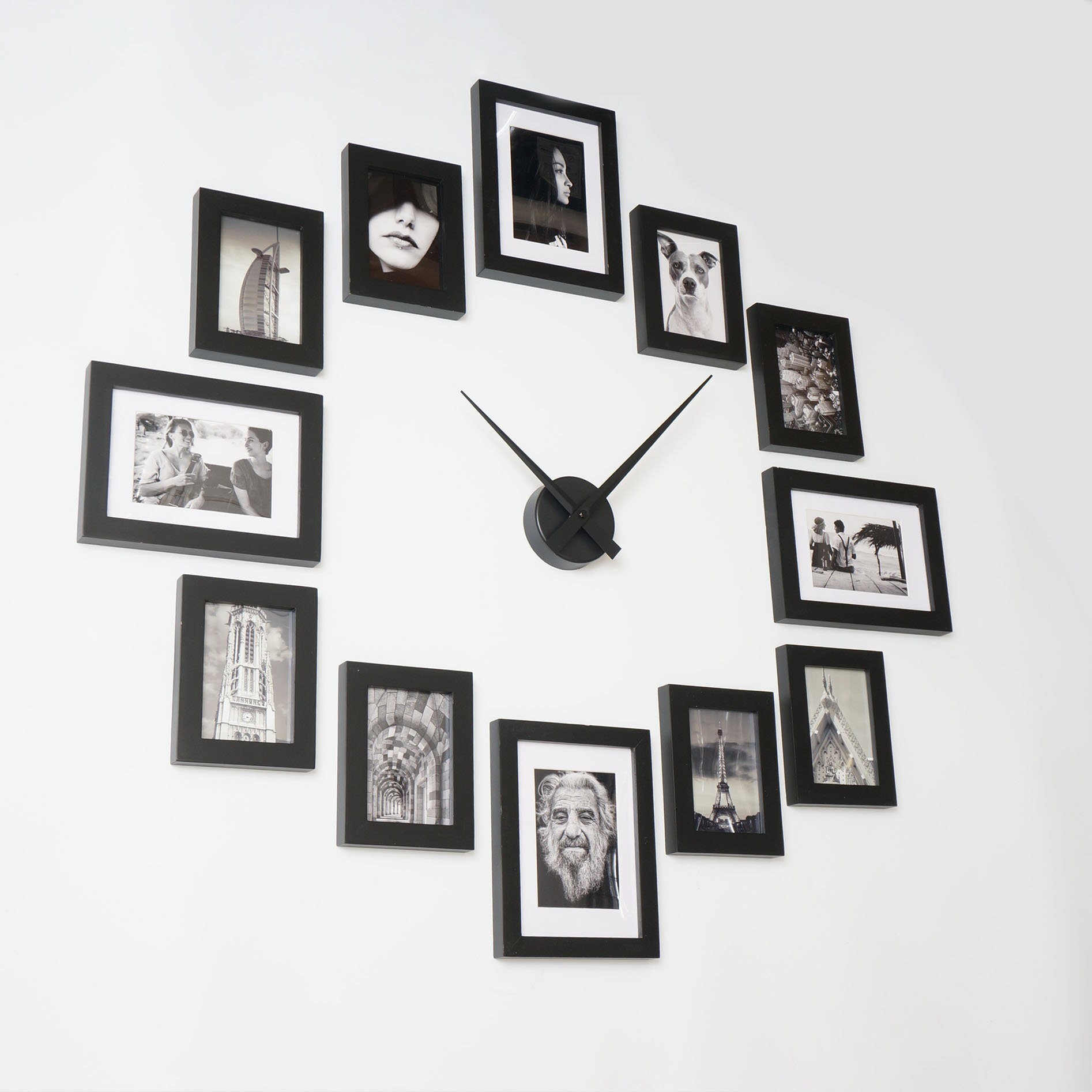 Photo Picture Frame Wall Clock Modern 12 Black Etsy