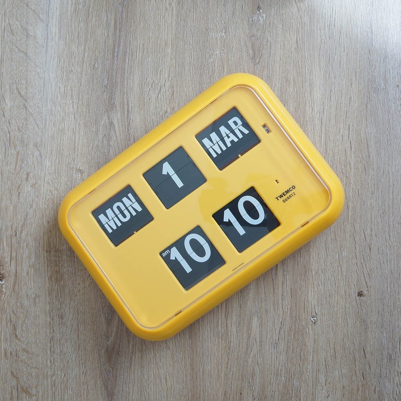 Twemco Retro Calendar Wall Flip Clock QD35 Yellow Etsy