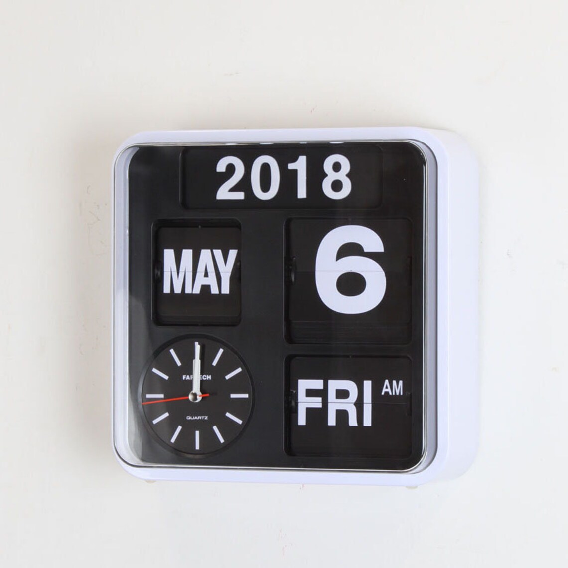 Fartech Retro Modern Calendar Wall Flip Clock Etsy