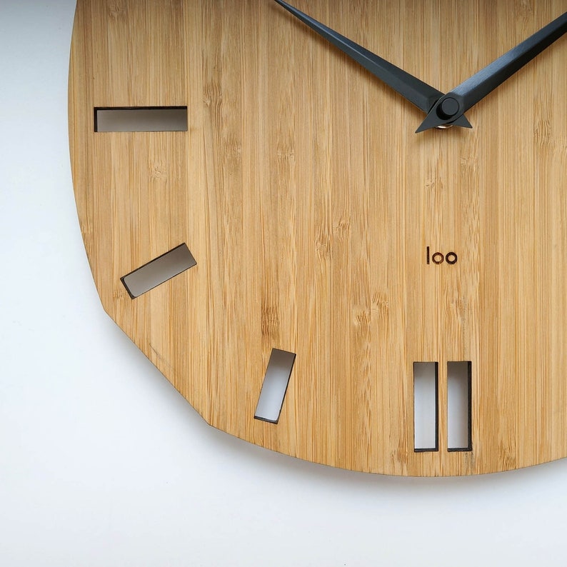 Mid Century Wall Clock Bamboo Wood by LOO Etsy