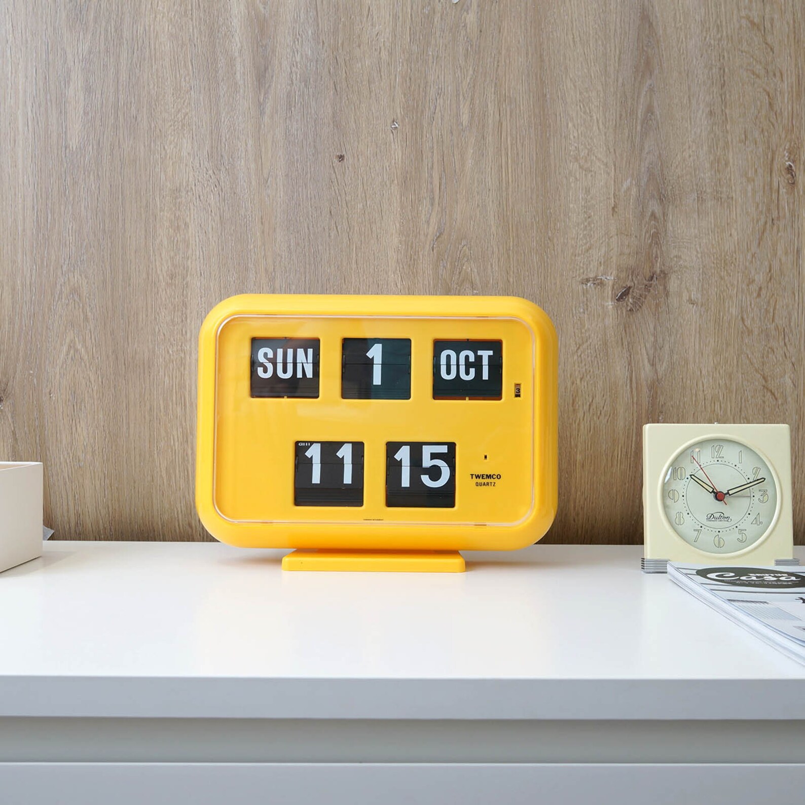 Twemco Retro Calendar Wall Flip Clock QD35 Yellow Etsy
