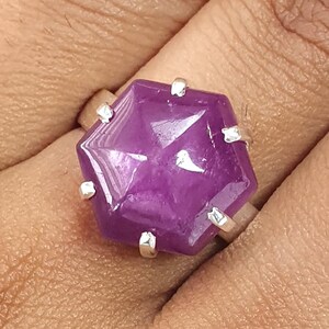 Ruby Gemstone Silver Ring: 6.51gms Natural Sheen Plain 925 Sterling Silver Prong Set Adjustable Ring | July Birthstone