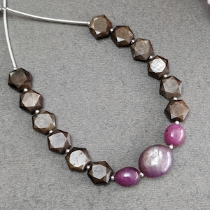 Chocolate Sapphire Gemstone Faceted Loose Beads: 55.10cts Natural Star Ruby Hexagon, Oval Shape Nuggets 9*8mm - 13*11mm 5.75"