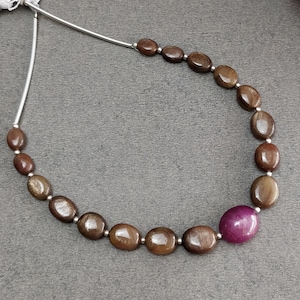 Chocolate Sapphire Gemstone Loose Beads: 44.40cts Natural Untreated Star Ruby Oval Nuggets 6*5mm - 11.5*9.5mm 6.25" Strand