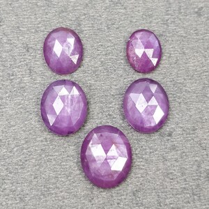 Rubí natural sin tratar, corte rosa, 13,75 cts, forma ovalada, 9 x 7 mm - 10 x 12 mm, 5 unidades