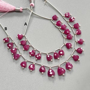Ruby Gemstone Faceted Loose Beads: Natural Untreated Red Triangle Shape Briolette 925 Silver Nuggets 1 Strand