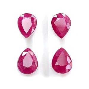 Ruby Gemstone Faceted Cut: 7.85cts Natural Untreated Red Pear Shape 9*7mm 4pcs July Birthstone