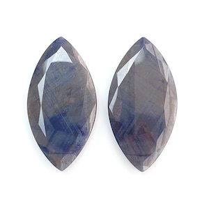 Blue, Silver Sapphire Gemstone Faceted Cut: 95.00cts Natural Untreated Sapphire Marquise Shape 46*24mm Pair September Birthstone