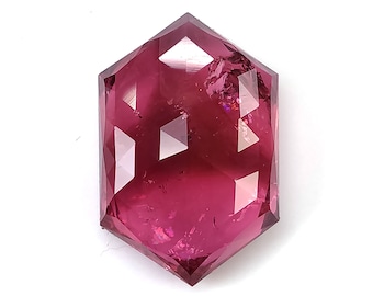 Rubellite Tourmaline Gemstone Rose Cut Slices: 16.09cts Natural Untreated Hexagon Shape 19.5*13mm October Birthstone