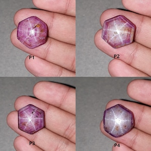 Star Ruby Gemstone Cabochon: 36cts - 62.60cts Natural Untreated Johnson Mines Red 6Ray Star Hexagon Shape 1pc