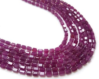 Ruby Gemstone Beads Necklace: 968.00cts Natural Untreated Pink Ruby Faceted Pencil Necklace 6mm - 7mm 24"