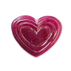 Ruby Gemstone Carving: 35.20cts Natural Untreated Ruby Heart Shape 22.5*28mm July Birthstone
