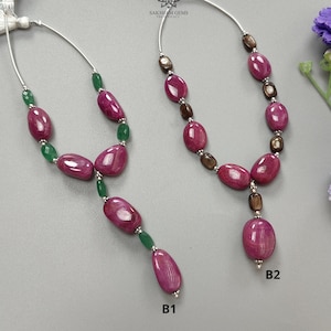 Rubis, perles lisses en vrac : quartz vert naturel non traité, saphir doré, perles unies en coussin fantaisie