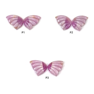 Sapphire Gemstone Carving : Natural Untreated Unheated Raspberry Pink Sapphire Hand Carved BUTTERFLY Pair