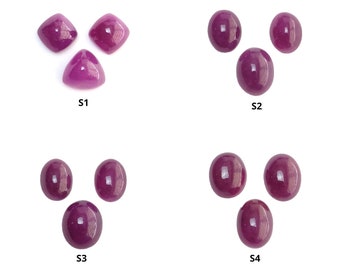 Ruby Gemstone Cabochon : Natural Untreated Unheated Ruby Oval & Cushion Shape 3pcs Sets