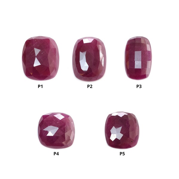 Ruby Gemstone Rose Checker & Hammer Cut : Rubis rouge naturel non traité non chauffé en forme de coussin
