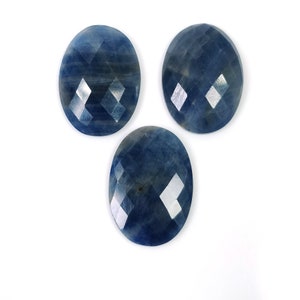 Blue Sapphire Rose Cut Flat Back Slices : 69.10cts Natural Untreated Unheated Sapphire Oval Shape 19*16mm 3pcs