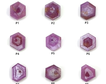 Sapphire Gemstone Flat Slices : Natural Untreated Unheated Rare Record Keeper Rosemary Pink Sapphire Hexagon Shape