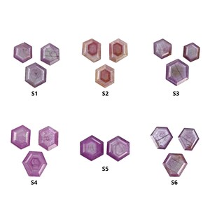 Sapphire Gemstone Normal Cut : Natural Untreated Raspberry Pink Sheen Sapphire Hexagon Shape Sets
