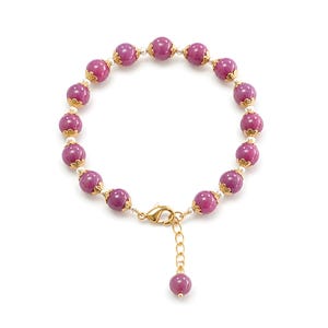 Pulsera de cuentas de rubí zoisita: 74,60 cts de perla blanca natural, redonda, de latón liso, de 3 mm a 7,5 mm (6")