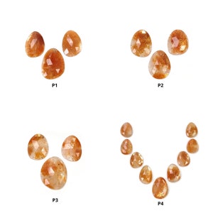 Chatoyant Orange Sunstone Gemstone Rose Cut: Natural Untreated Sunstone Uneven Shape 3pcs & 9pcs