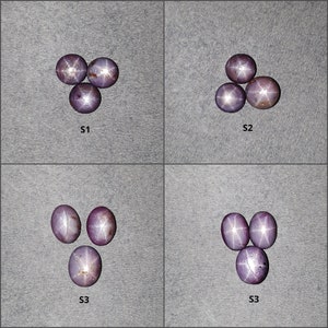 Star Sapphire Gemstone Cabochon : 15cts - 34cts Natural Untreated African Pink Sapphire 6Ray Star Round & Oval Shape 3pcs Set
