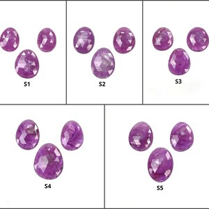 Raspberry Purple Pink RUBY Gemstone Rose Cut : Natural Untreated Sheen Ruby Egg Shape 3pcs