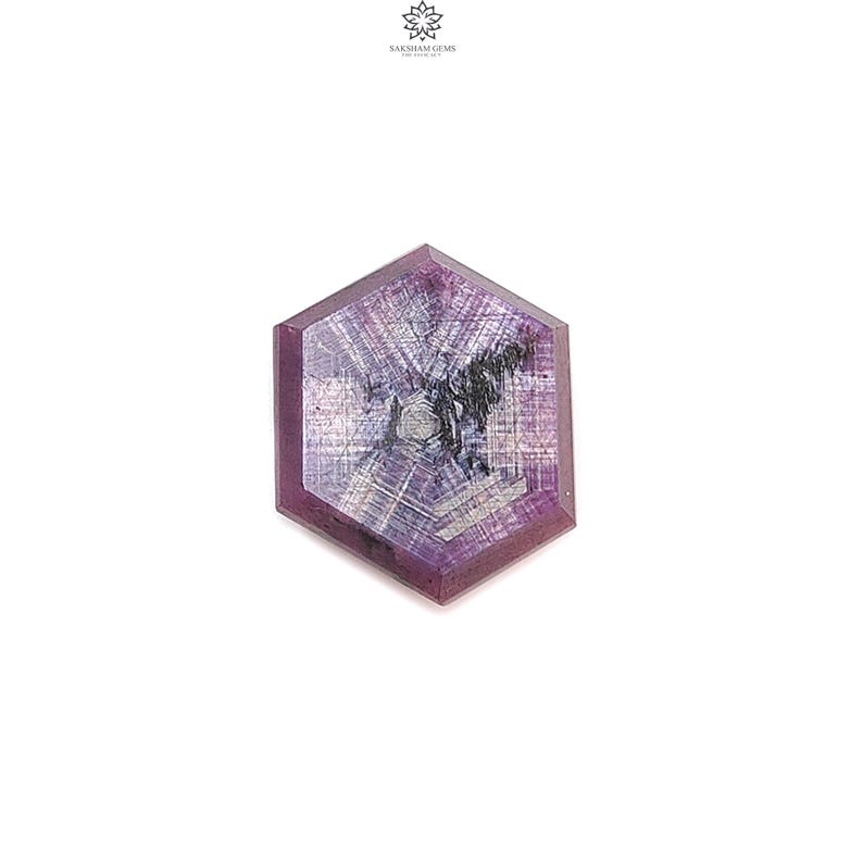 ruby trapiche hexagon flat slices